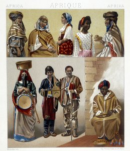 Ägyptische Kostüme. Illustration in „The historical costume“ von Racinet