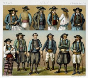 Männerkostüme des Finistère des 19. Jahrhunderts - in „Le costume ancien et historique“ von Racinet