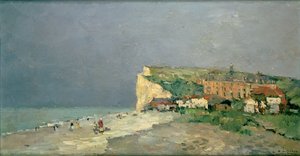 Der Strand von Puys-sous-Dieppe, Gewitterhimmel, ca. 1880 von Albert Charles Lebourg