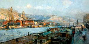 Die Île Lacroix und die Côte Sainte-Catherine, Rouen, am Abend von Albert Charles Lebourg