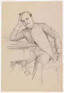 Porträt des Autors René Vallery-Radot, Skizze von Albert Edelfelt