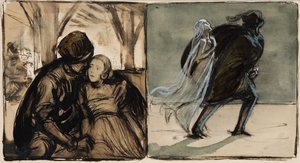 Skizzen für Illustrationen zu Selma Lagerlöfs Roman Herrn Arnes Schatz von Albert Edelfelt