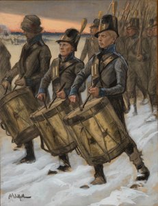 Der Marsch des Björneborg-Regiments, Originalzeichnung für die Geschichten von Fähnrich Stål von Albert Edelfelt