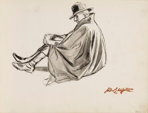 Sitzender Mann in einem Umhang von Albert Edelfelt
