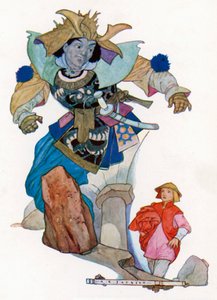 Aladdin rieb zufällig seinen Ring, und sofort erschien ein Dschinn von enormer Statur und einem schrecklichen...