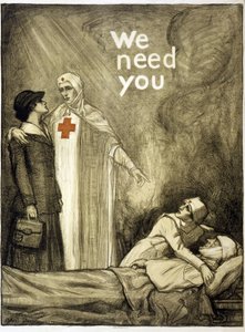 Rotes Kreuz Rekrutierungsplakat, "Wir brauchen dich", veröffentlicht 1918 von Albert Edward Sterner
