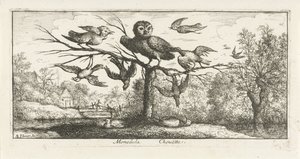 Landschaft mit Kircheule zwischen anderen Vögeln von Albert Flamen