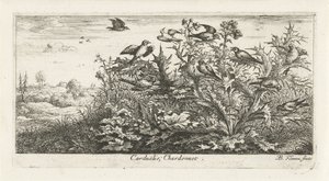 Landschaft mit Distelfinken von Albert Flamen