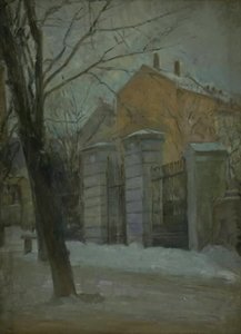 Das Tor des Assistens-Friedhofs in Kopenhagen. Winter