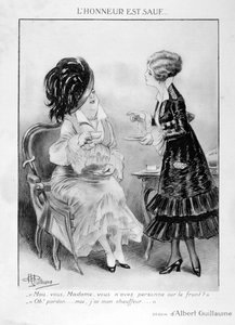 Eine Karikatur über zwei französische Bürgerfrauen, Erster Weltkrieg, 1915 von Albert Guillaume