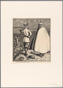 Entwurf für eine politische Karikatur über den Ersten Weltkrieg von Albert Hahn (I)