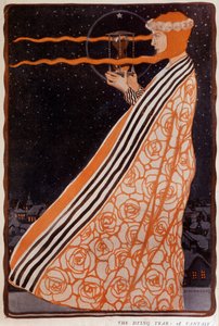 Eine Frau, die eine Sanduhr hält, frühes 20. Jahrhundert. Illustration von Klingner Albert (1869-1912)