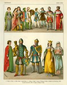 Deutsche Kostüme 1300-1350 von Albert Kretschmer