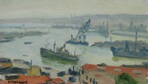 Der Hafen von Algier, kein Datum (Öl auf Holz)