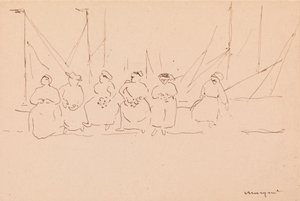 Sechs Frauen auf einem Steg von Albert Marquet