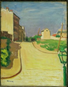 Straße mit grüner Laterne