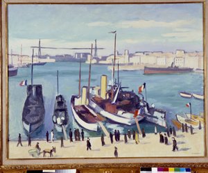 Der Hafen von Marseille mit der Fährbrücke (Gemälde) 20. Jahrhundert von Albert Marquet