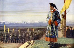 Ein britischer Junge begutachtet seine chinesische Armee