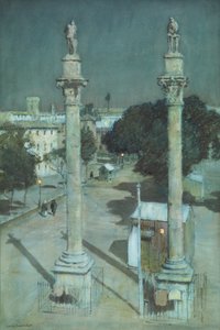 Mondlicht - Alameda de Hércules, Sevilla von Albert Moulton Foweraker