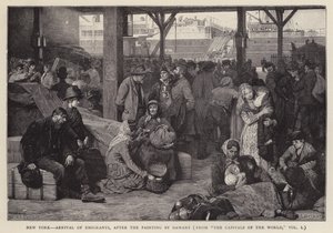 New York - Ankunft der Auswanderer (Lithografie)
