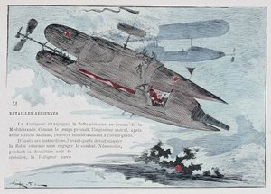 Ein Luftschiff: der Voltigeur 39 - in „Der Krieg im zwanzigsten Jahrhundert“ von Robida