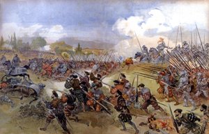 Schlacht von Cerisolles zwischen Franz I. und Karl V. von Albert Robida