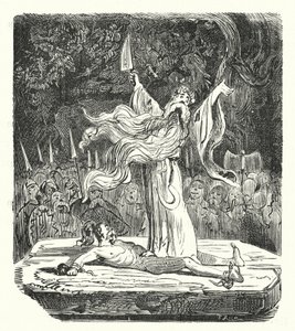 Druide führt ein Menschenopfer durch