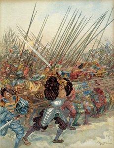 Fünfter Italienischer Krieg (1515-1516): Schweizer Angriff auf die Waffen von Franz I. (1494-1547) und seine venezianischen Verbündeten bei Marignano (Italien)