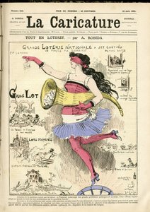 Illustration von Albert Robida (1848-1926) für das Titelblatt von The Caricature (1880) von Albert Robida