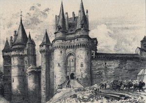 Le Chatelet in Vitré in Ille-et-Vilaine - Altes Frankreich - Bretagne - Text, Zeichnungen und Lithographien von Albert Robida (1848-1926) undatiert Ende 19. Jahrhundert