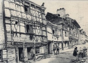 Rue Fardel in Saint Brieuc - Altes Frankreich - Bretagne - Text, Zeichnungen und Lithographien von Albert Robida (1848-1926) undatiert Ende 19. Jahrhundert