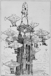 Die Aerocab-Station des St. James Tower von Albert Robida