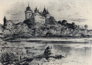 Das Schloss von Combourg in Ille-et-Vilaine - Altes Frankreich - Bretagne - Text, Zeichnungen und Lithografien von Albert Robida (1848-1926) undatiert, spätes 19. Jahrhundert