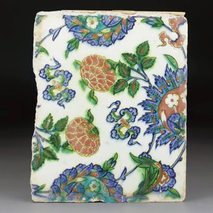 Iznik-Polychrom-Keramikfliese, Osmanisches Reich, Spätes 16. Jahrhundert