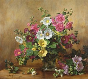 Stockrosen im späten September von Albert Williams