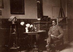 Der Bildhauer Mario Pelagatti in seinem Atelier, Florenz, 20.11.1920 von Alberto Fierli