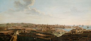 Eines von sieben Ansichten von Valletta, Malta und Umgebung, ca. 1753