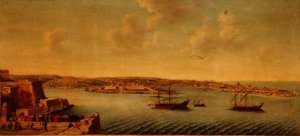 Blick auf Valetta mit Schiffen des Ordens der Ritter von St. John