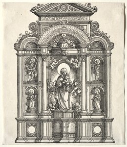 Großer Altar mit der Jungfrau, in einem Rahmen mit den Heiligen Christophorus, Georg, Barbara, Katharina, 1520 von Albrecht Altdorfer