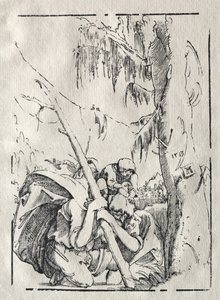 St. Christophorus überquert das Wasser mit Christus auf seinen Schultern, 1513 von Albrecht Altdorfer