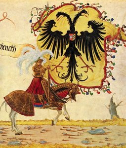 Triumphzug Kaiser Maximilians, Szene: Reichsbanner und Reichsschwert, Detail