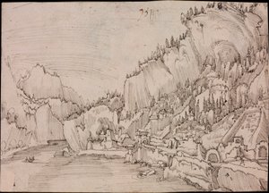 Ansicht von Sarmingstein an der Donau (Österreich) - Zeichnung von Albrecht Altdorfer (um 1480-1538) von Albrecht Altdorfer