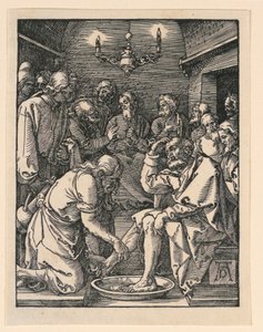 Christus wäscht die Füße, aus der Serie Die kleine Passion von Albrecht Dürer