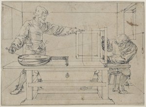 Ein Mann, eine Laute visierend von Albrecht Dürer