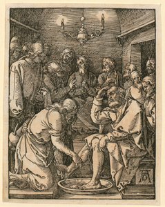 Fußwaschung, Blatt 10 der Folge "Kleine Holzschnitt-Passion" von Albrecht Dürer
