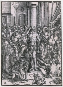 Geißelung Christi, Blatt 5 der Folge "Die Große Passion" von Albrecht Dürer