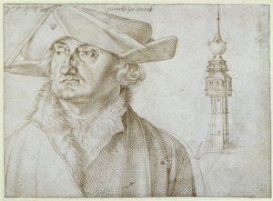 Lazarus Ravensburger und der Turm des Hofes von Liere in Antwerpen von Albrecht Dürer
