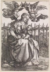 Maria mit Kind, gekrönt von zwei Engeln von Albrecht Dürer