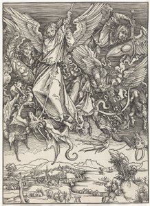 Michael kämpft gegen den Drachen (Die Apokalypse) von Albrecht Dürer