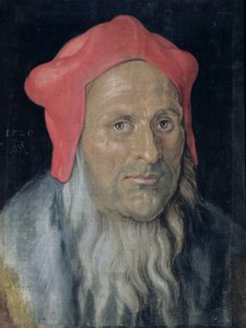 Porträt eines bärtigen Mannes mit rotem Hut von Albrecht Dürer